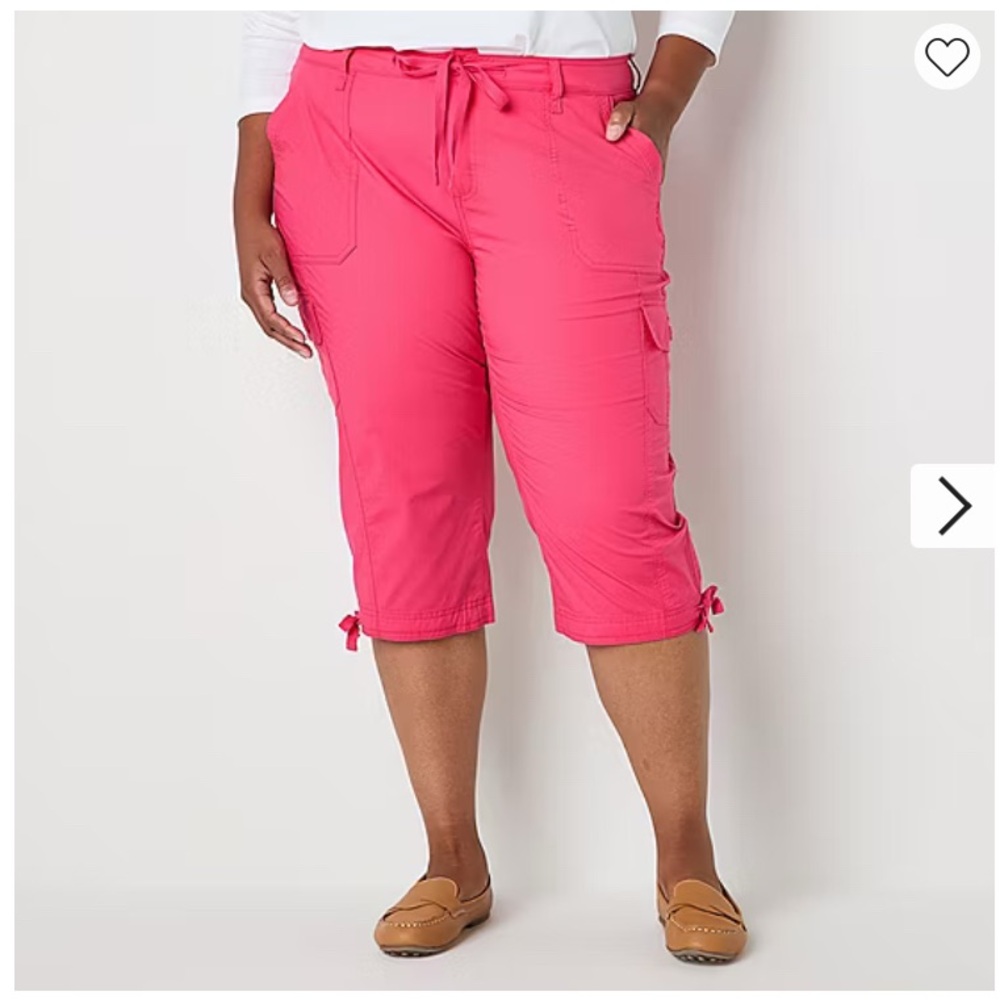 St. John's Bay Women's Utility Capris Crops size 22W Watermelon pink red NWT